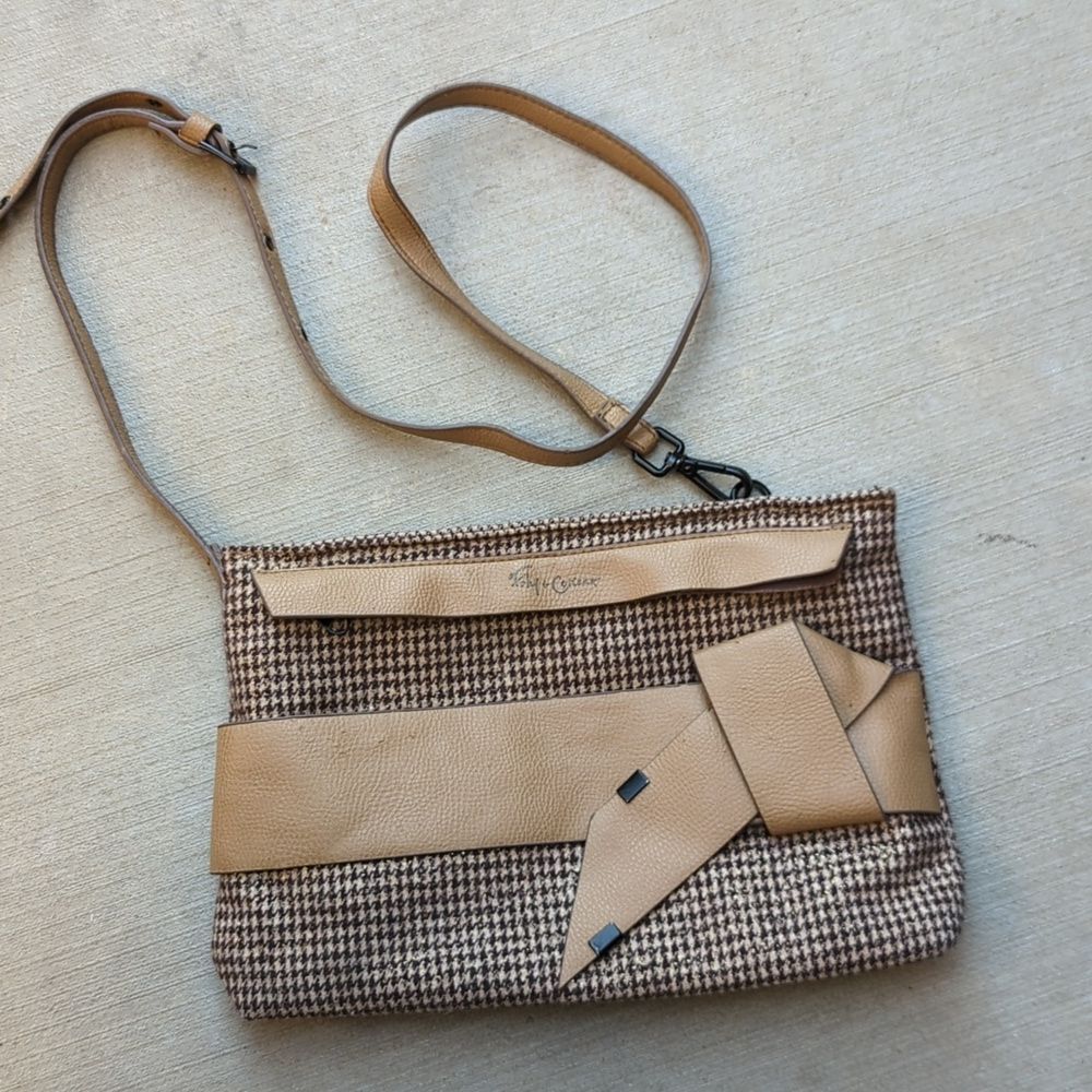 Foley & Corinna Anthropologie Faux Leather Houndstooth‎ Handbag